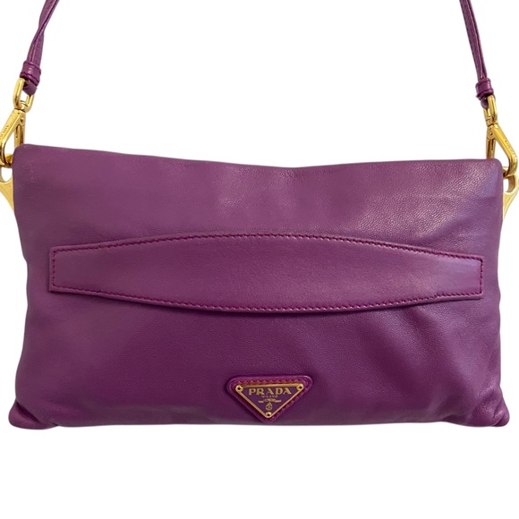 Authentic Prada Purple & Pink Leather Crossbody Shoulder Bag Gold Hardware - COA - Picture 11 of 16